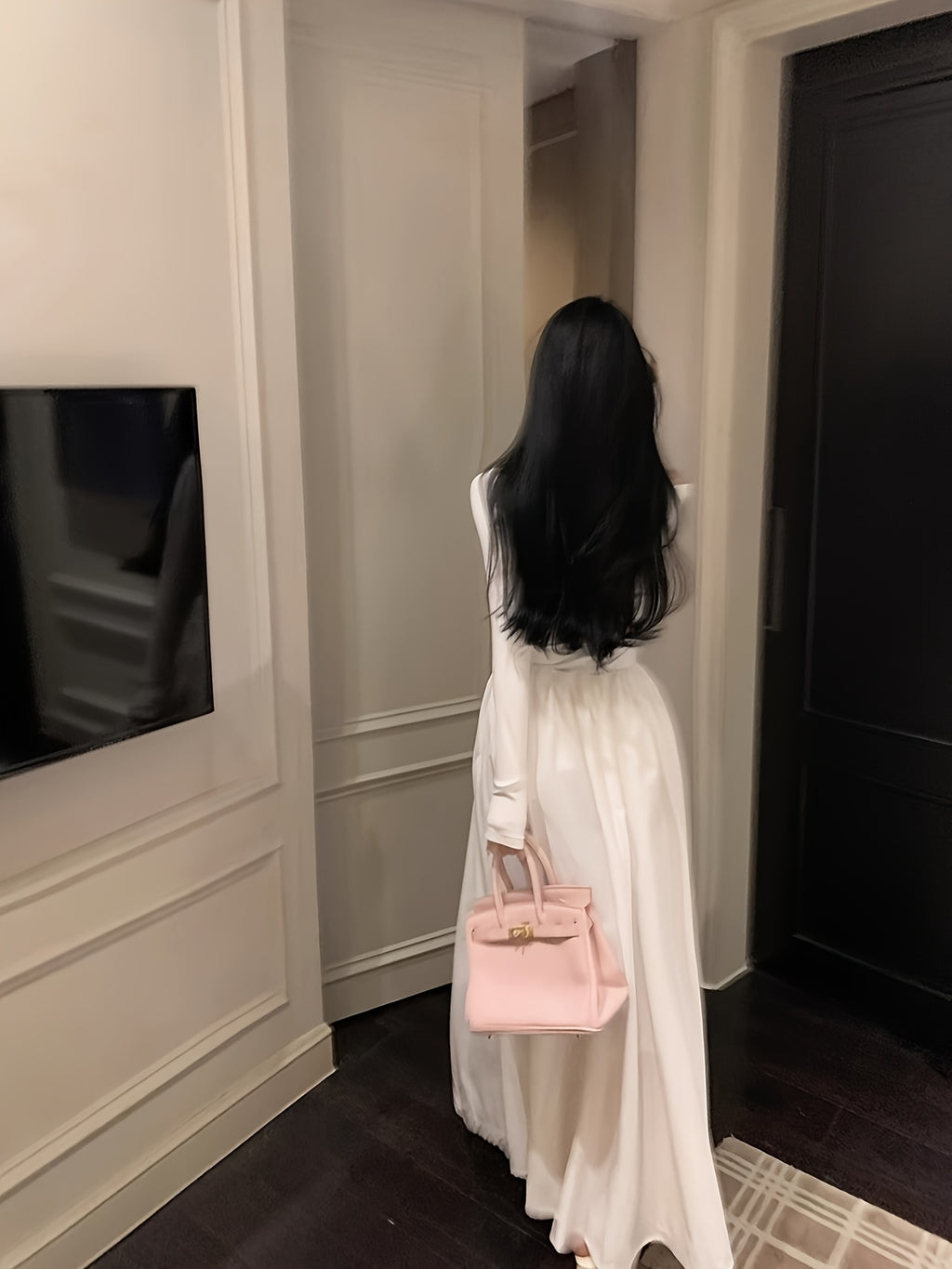 Women's Elegant French-Style Off-the-Shoulder/One-Shoulder A-Line Maxi Dress - Long Sleeve Wedding Guest Gown, Prom Dress, Hand Washable Solid Color with Pockets (No ) for Spring/Autumn, No Elasticity Suitable for Weddings & Special Events