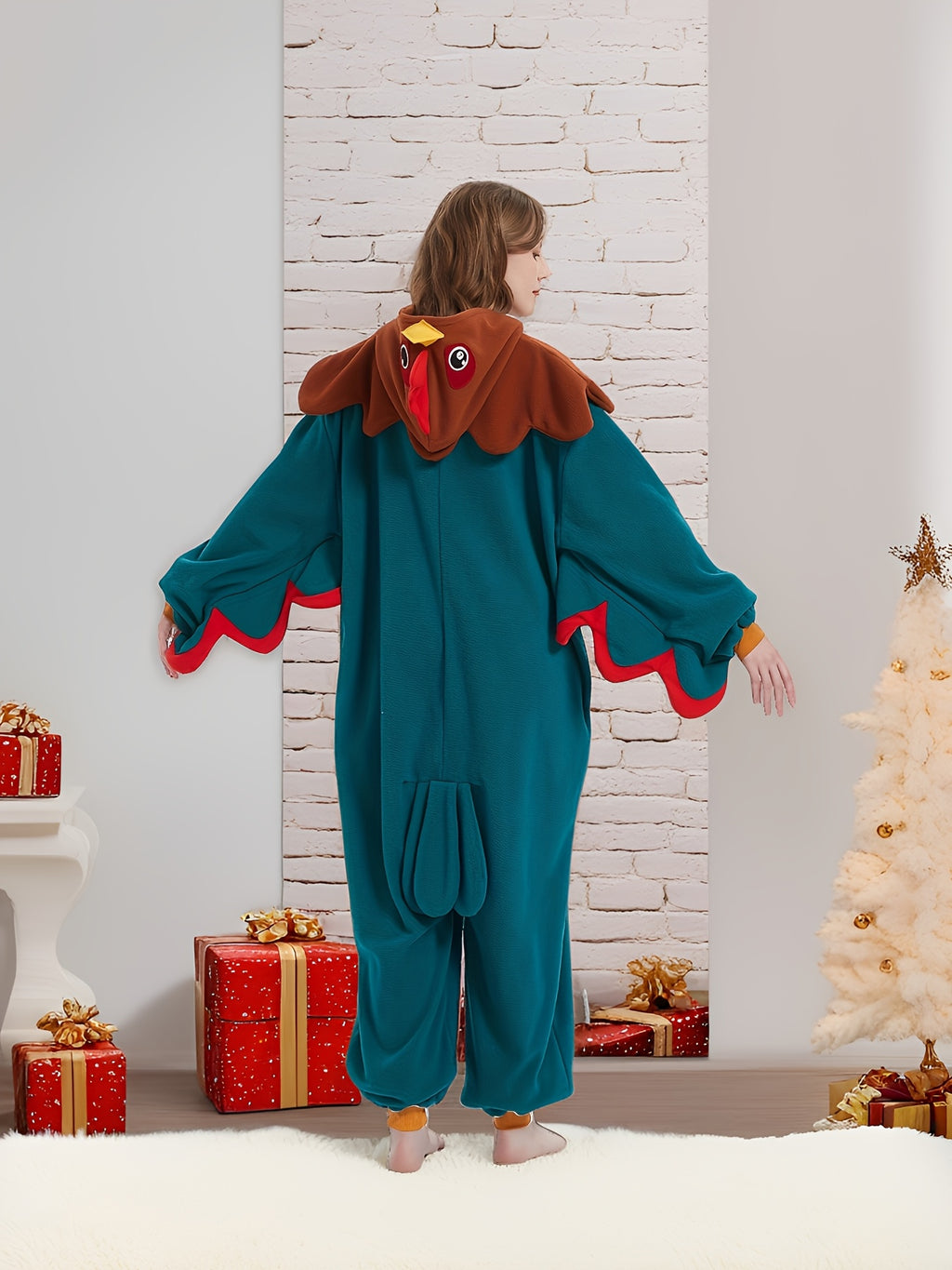 Music Festival Cartoon Hooded Pajama Jumpsuit, Cute Long Sleeve Zipper Pajamas, Women's Lingerie & Sleepwear