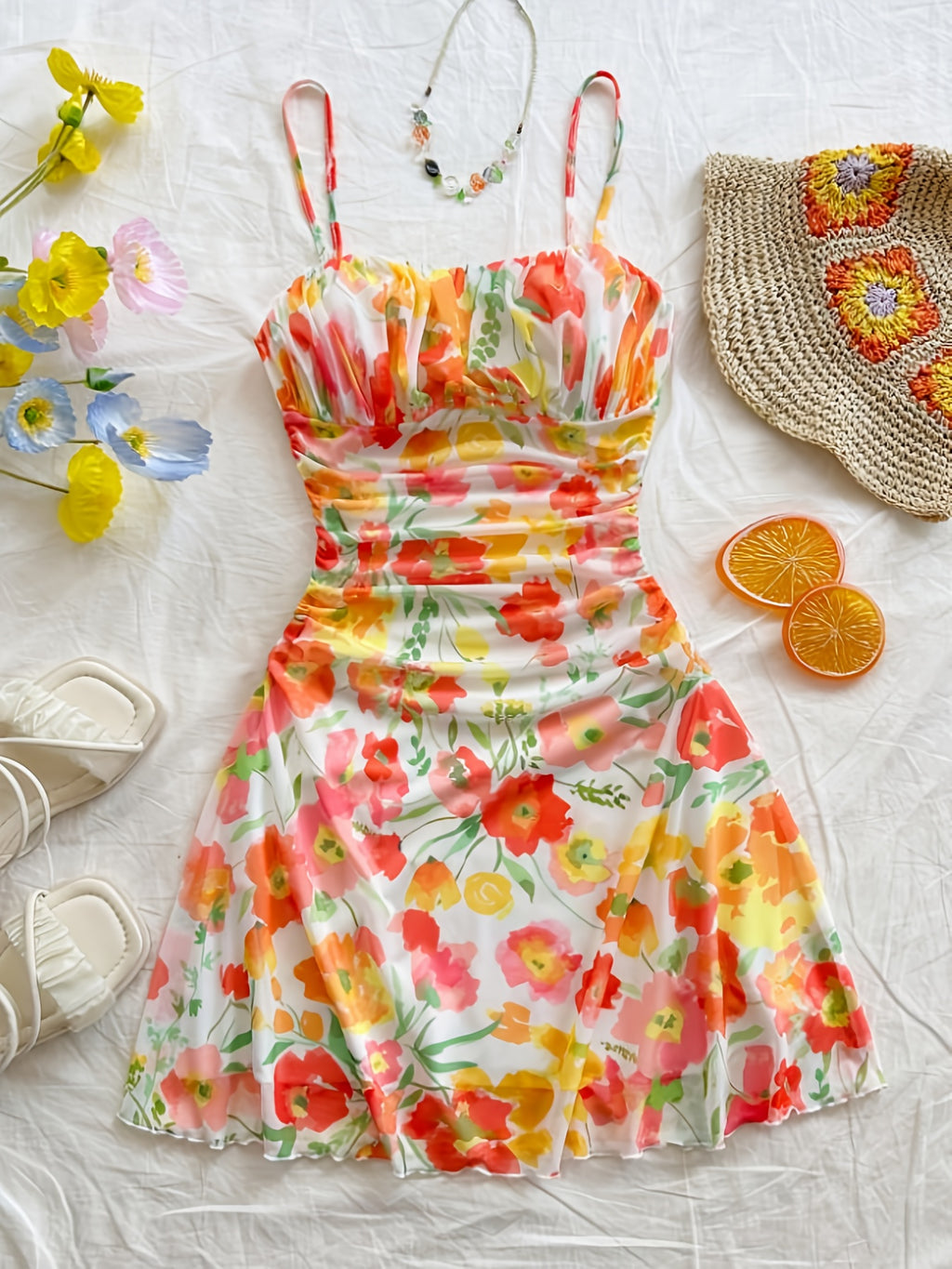 Women's New Floral Print Halter Dress Fashionable Elegant Suitable for All Seasons