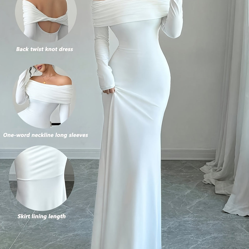 Elegant Off-Shoulder Mermaid Dress with Twist Detail