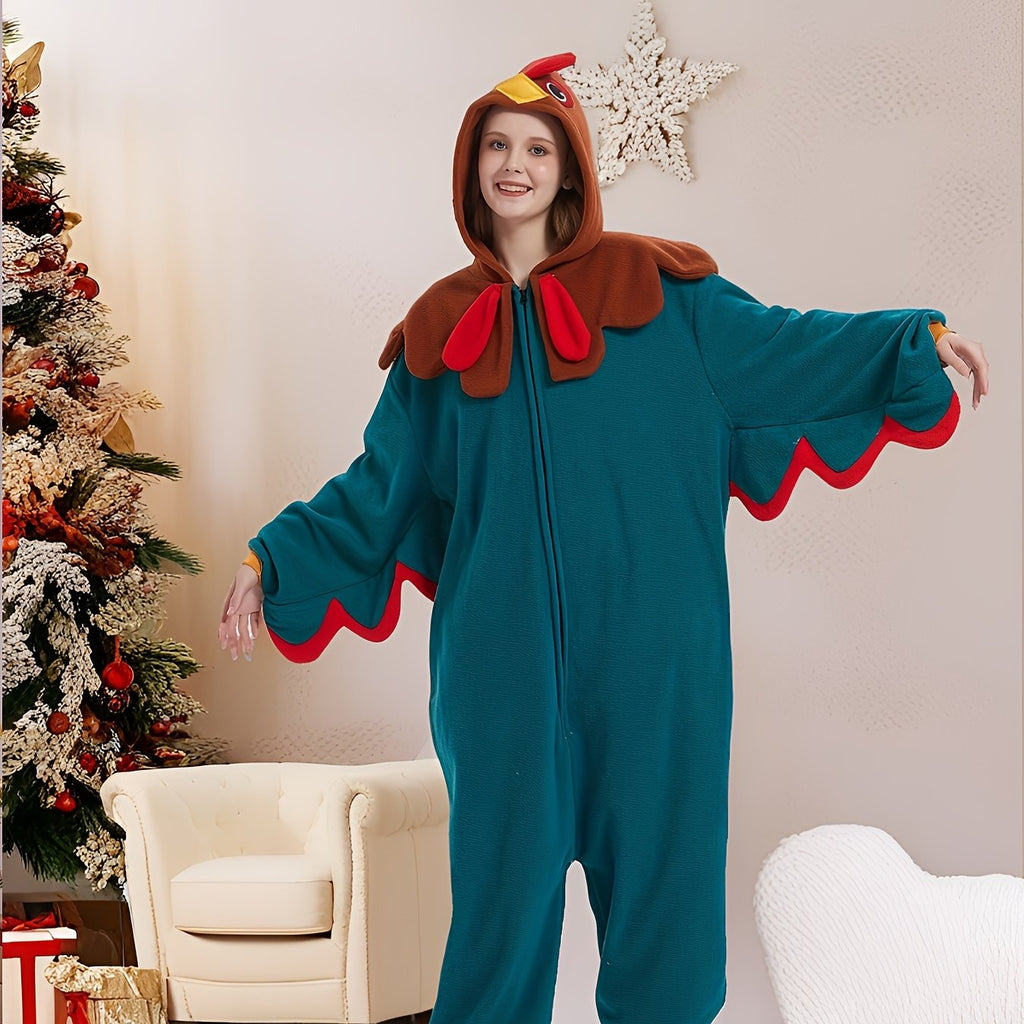 Cozy Cartoon Hooded Pajama Jumpsuit for Women