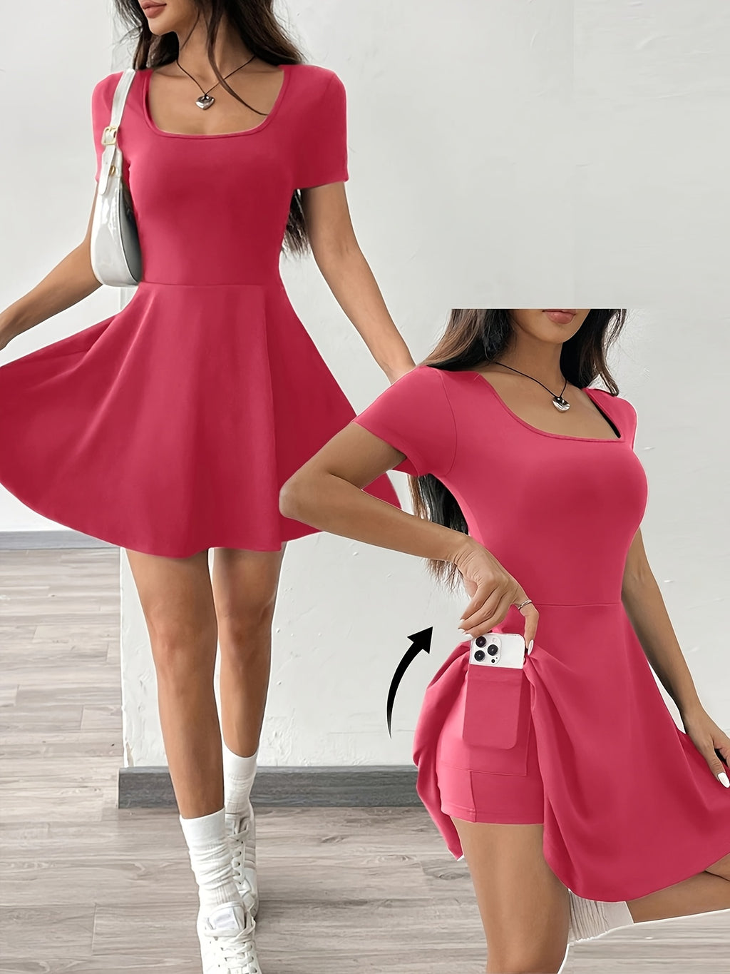 Women'S Pink Short Sleeve Dress - Casual, Comfort Fit, Perfect for Home & Fitness, Summer Style, Casual Dressing | Short Sleeve Dress | Comfortable Fit