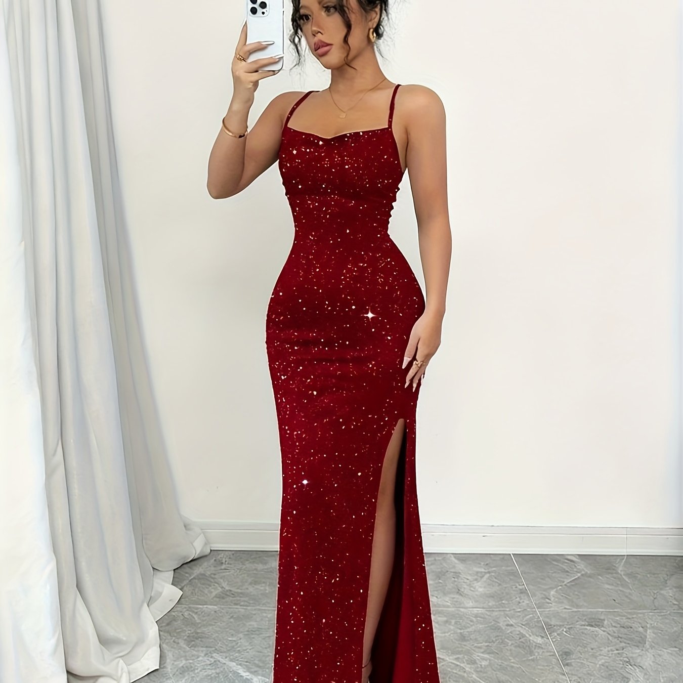 Elegant Off-Shoulder Sequin Bridesmaid Dress