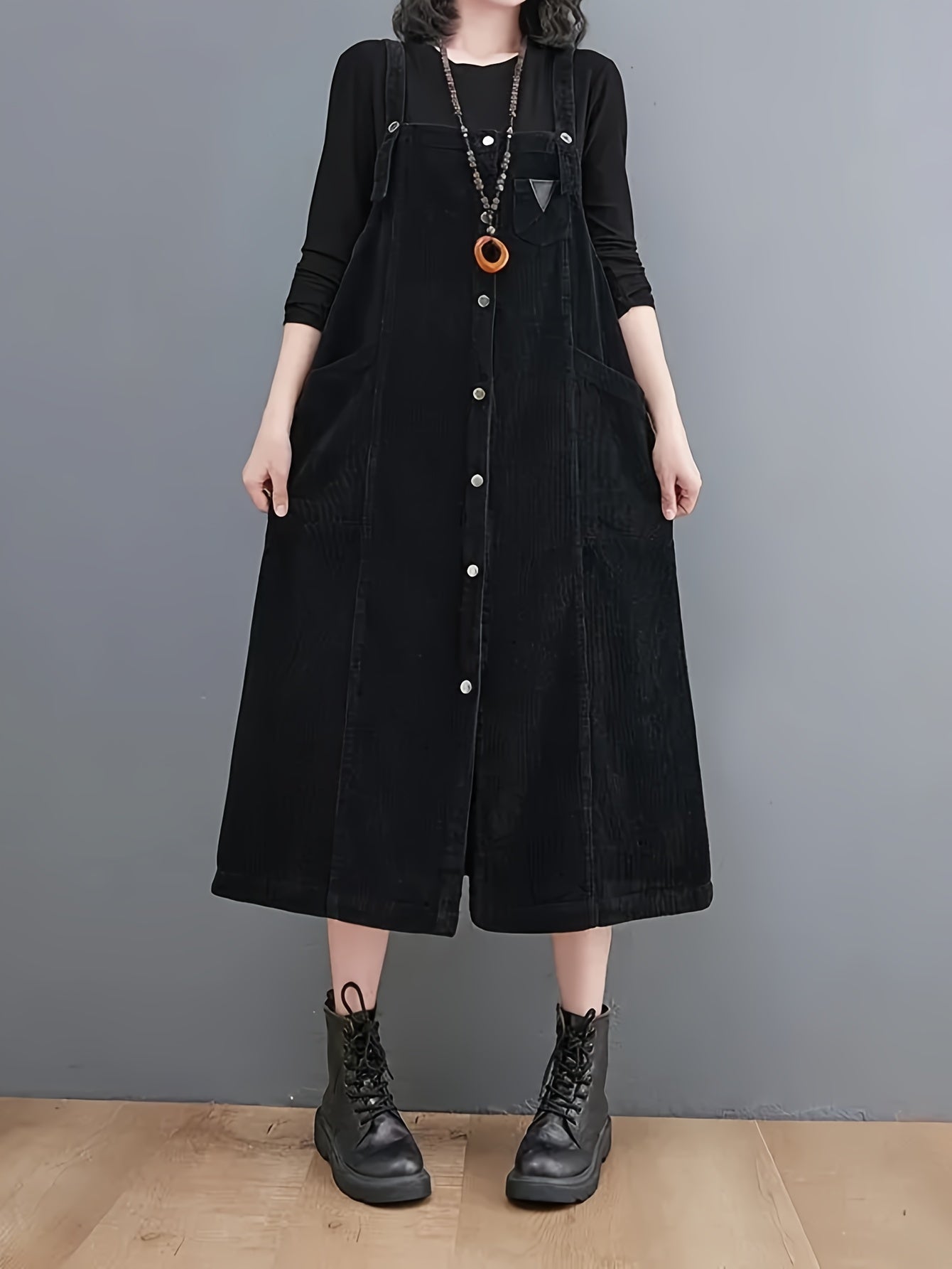 Women'S Vintage Corduroy Dress - Sleeveless A-Line Midi Dress with Pockets, Loose Fit Casual Elegant Solid Color Spring/Fall Dress for Women, Spring Fashion, Retro Style, Durable Construction, Fashion Lovers