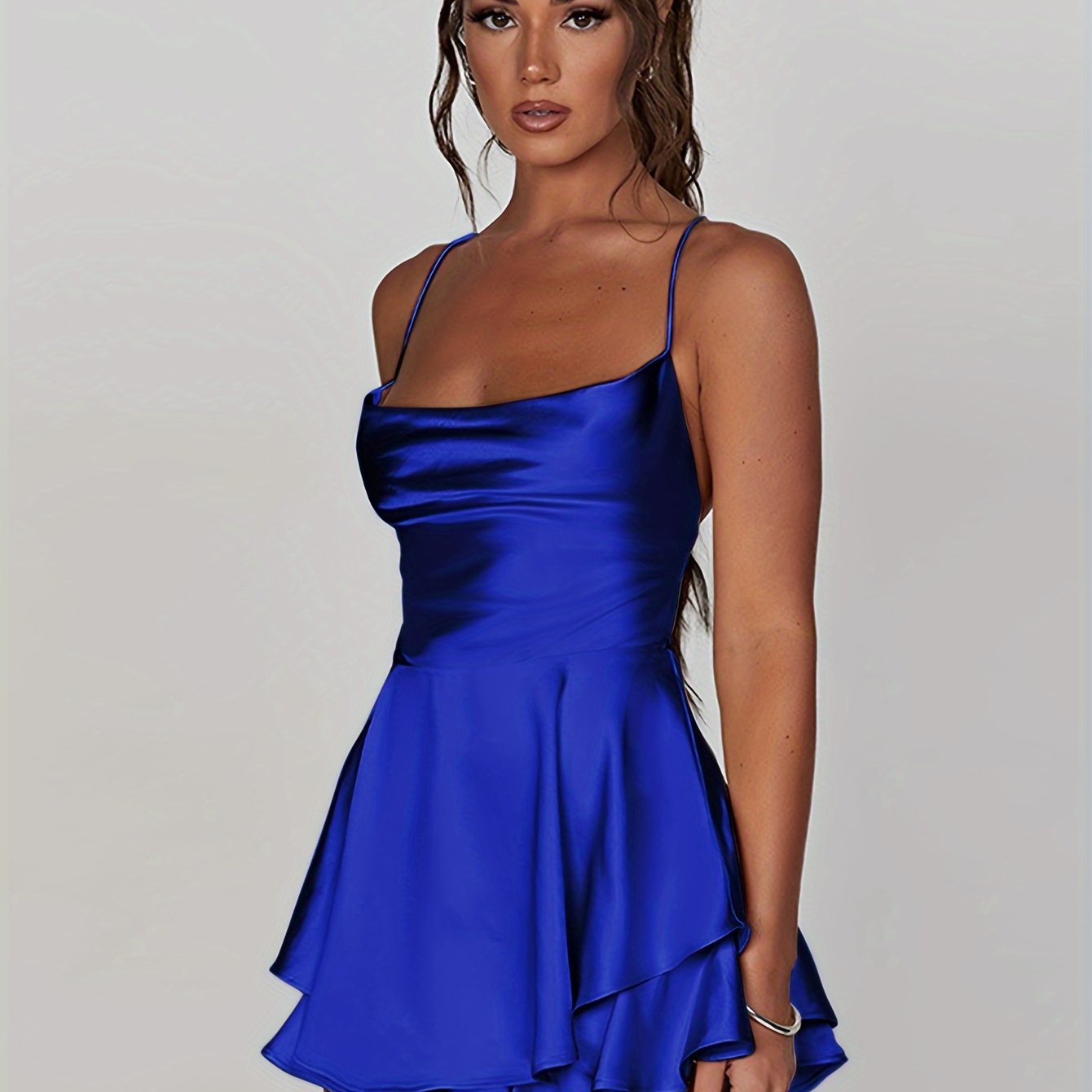 Elegant Backless Halter Dress with Flare Skirt