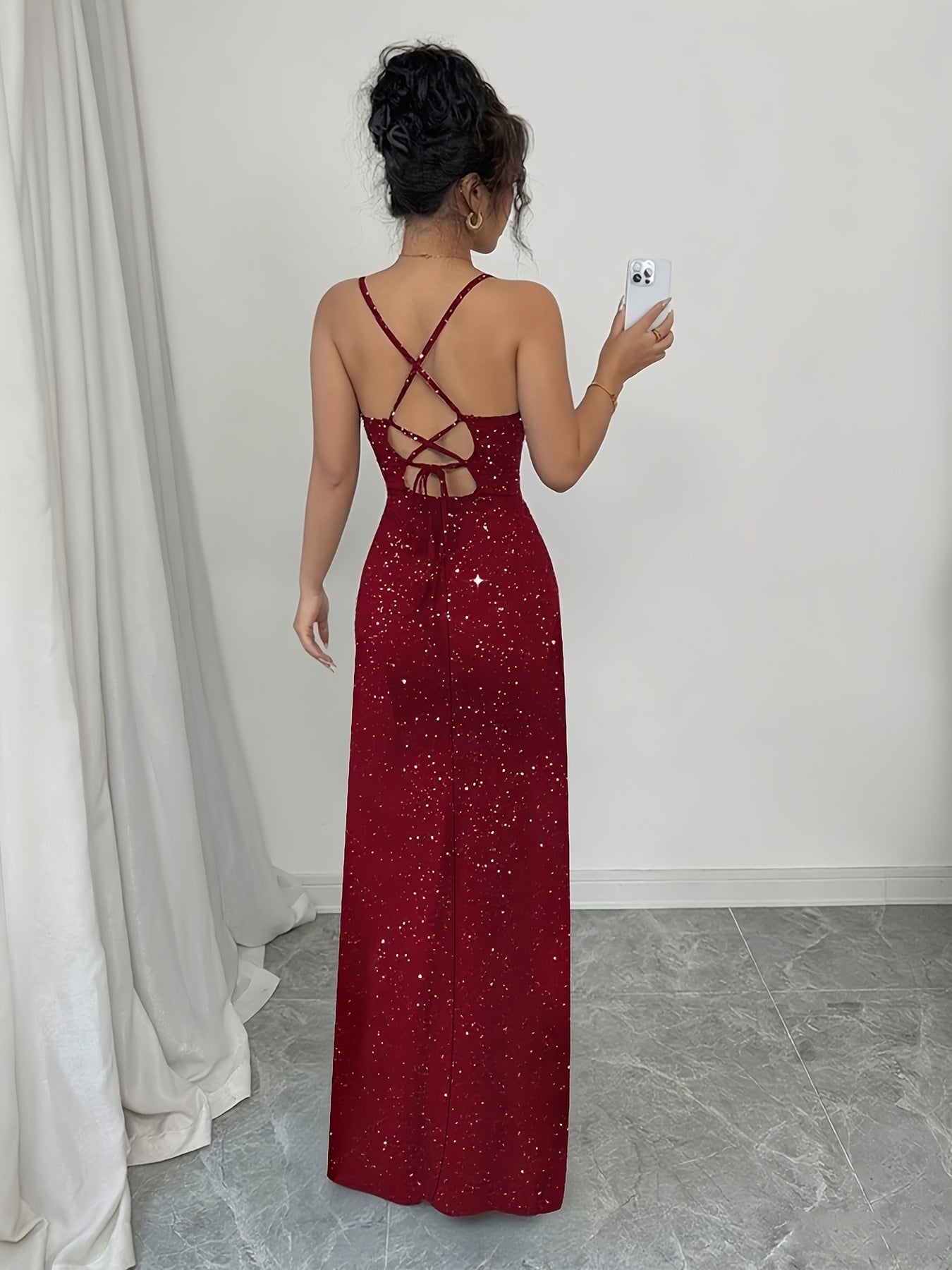 Women'S Elegant Off-Shoulder/One-Shoulder Wedding Bridesmaid Dress with Sequin Hem - Floor-Length Formal Party & Wedding Gown, Solid Color (/Navy/) - Spring/Fall Season, Machine Washable Evening Gown for Bridal, Prom, Graduation - Luxury Formal Even
