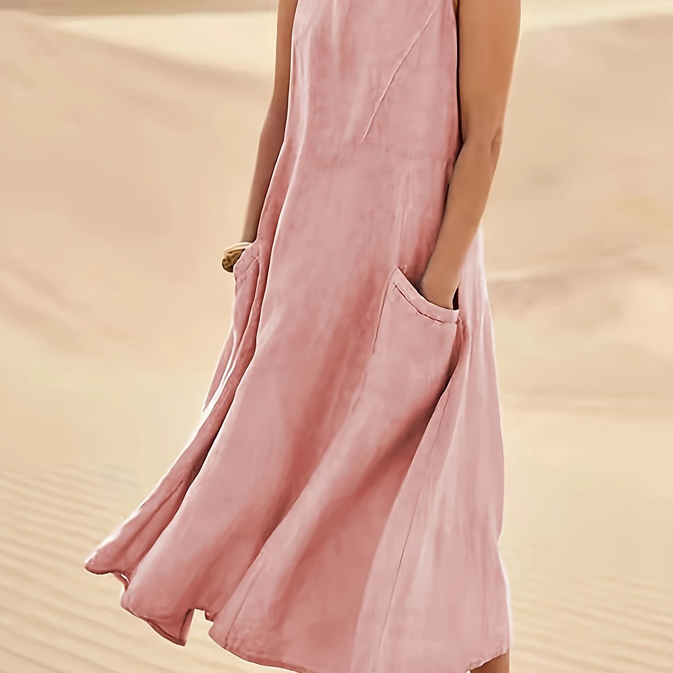 Effortless Elegance: Sleeveless A-Line Dress with Pockets