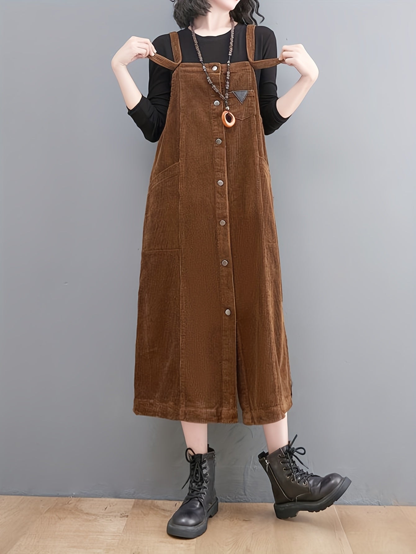 Women'S Vintage Corduroy Dress - Sleeveless A-Line Midi Dress with Pockets, Loose Fit Casual Elegant Solid Color Spring/Fall Dress for Women, Spring Fashion, Retro Style, Durable Construction, Fashion Lovers