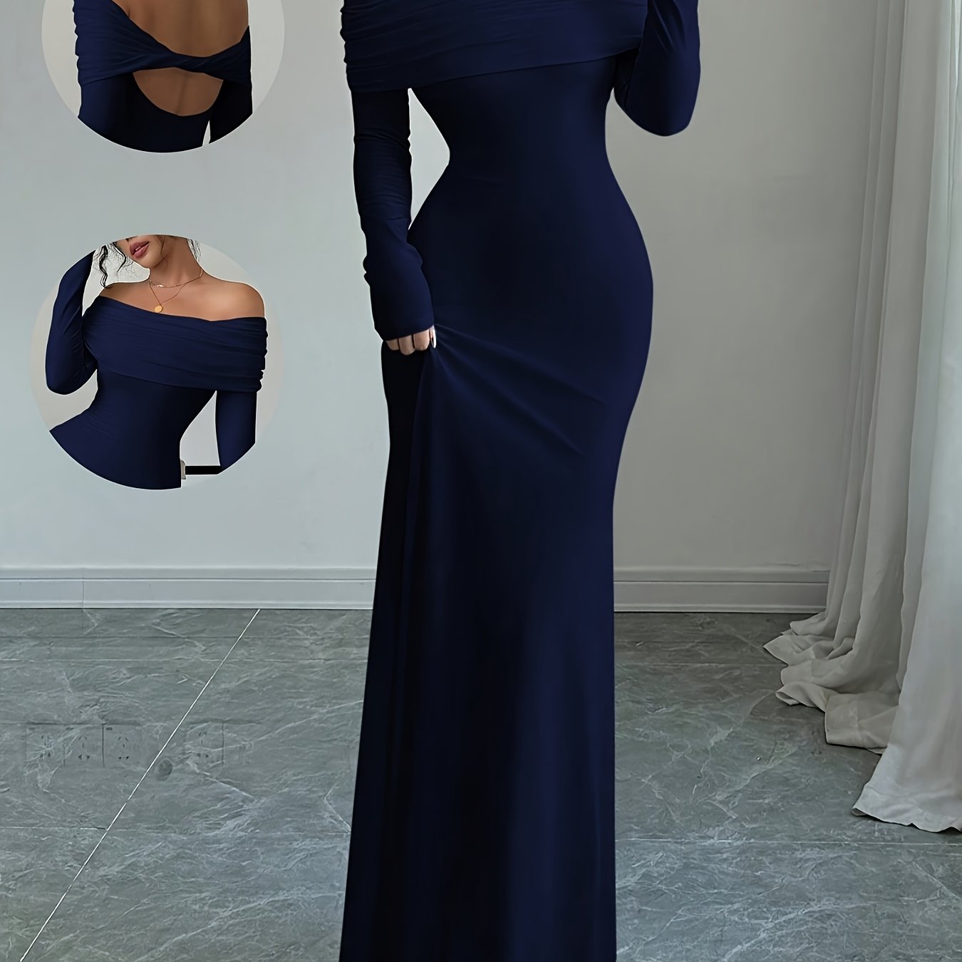 Elegant Off-Shoulder Mermaid Dress with Twist Detail