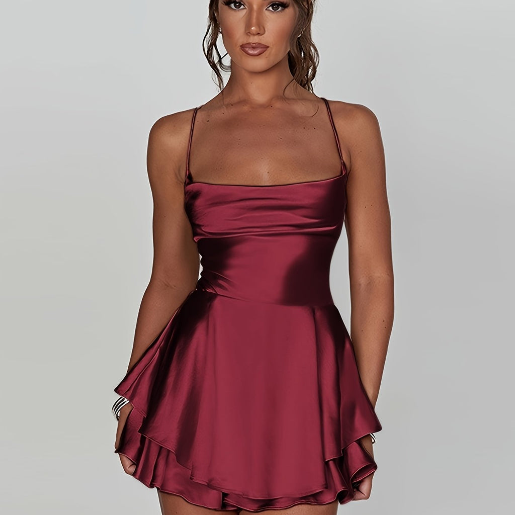 Elegant Backless Halter Dress with Flare Skirt